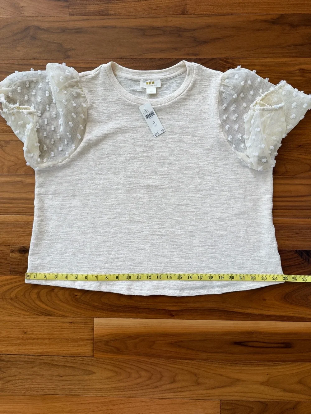 NWT Maeve Anthropologie Ivory Cream Puff Sleeve Swiss Dot Textured Blouse Sz 1X